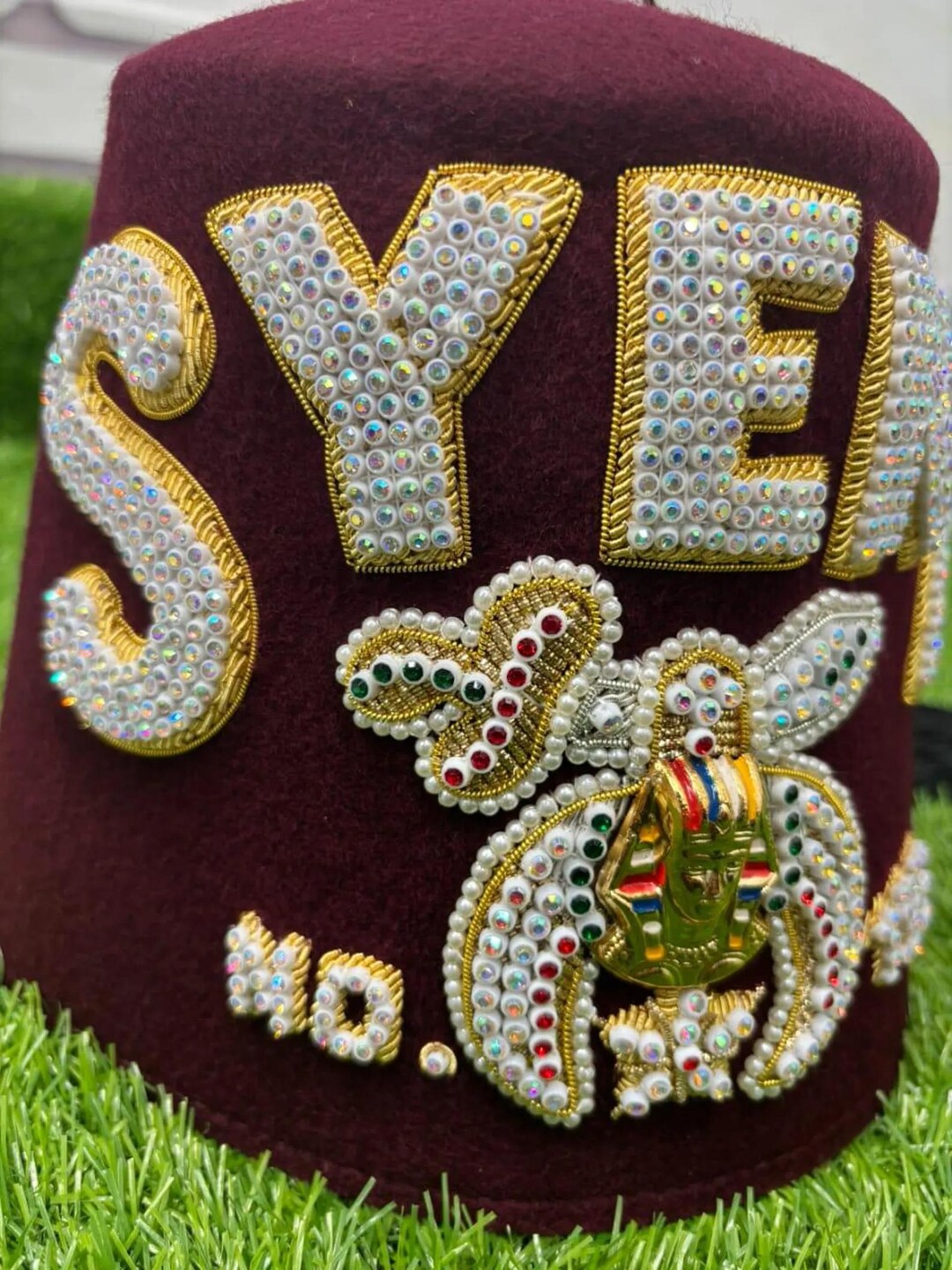 Fez Hat SYENE Temple Shriner Fez Hat 4 Row, Hand Embroidered Maroon Fez ...