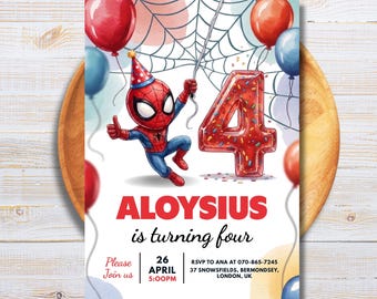 4. Spidey Geburtstagseinladung, bearbeitbare Spidey Kids 4. Geburtstagseinladung, Spidey und seine erstaunliche Freunde Themenparty, digitaler Download