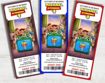 Convite de aniversário editável com tema de Toy Story 5, convite para festa de aniversário com tema de Toy Story 5 (2026), convite para imprimir para o filme Toy Story.