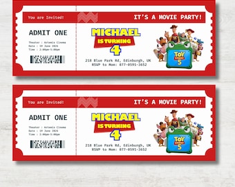 Convite de aniversário editável com tema de Toy Story 5, convite para festa de aniversário com tema de Toy Story 5 (2026), convite para imprimir para o filme Toy Story.