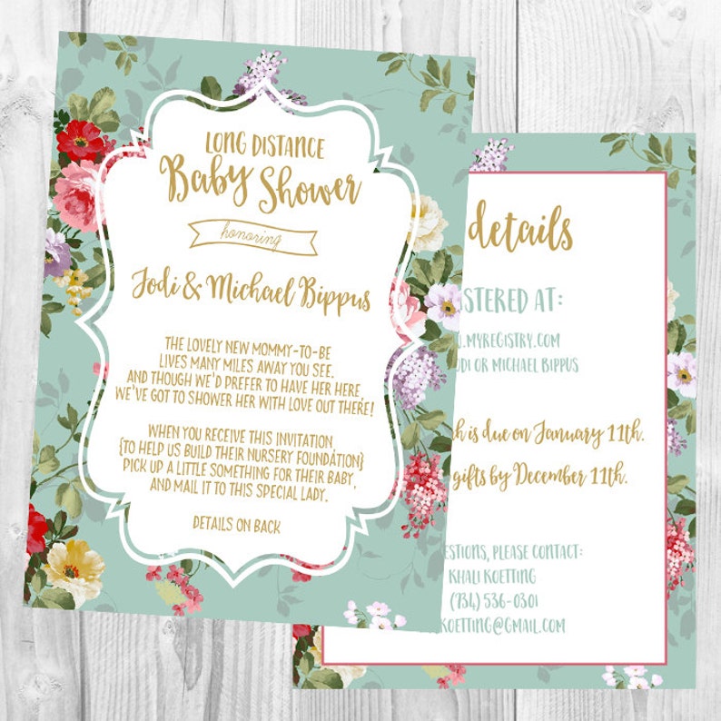 Long Distance Baby Shower Invitation Etsy Long Distance Baby Shower Invitation Etsy