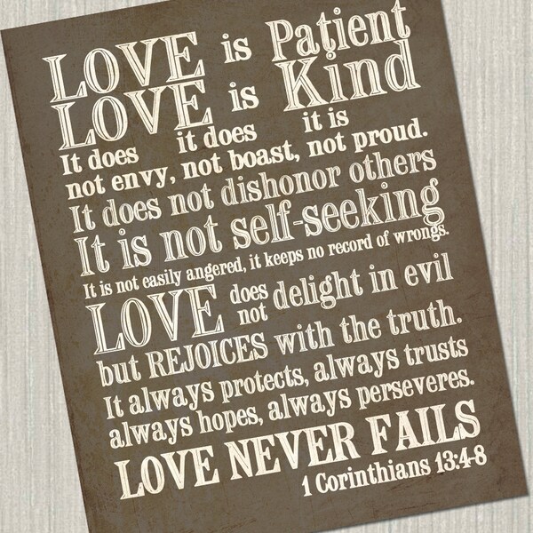 1 Corinthians 13 Subway Art. Love is Patient, Love is Kind...JPEG Download Pack!