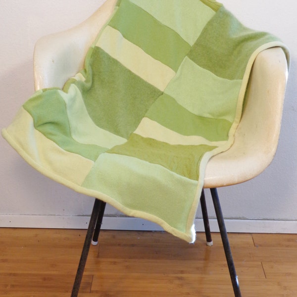 SALE 20% OFF- Recycled Cashmere "Kid" Blanket: Shades of Green