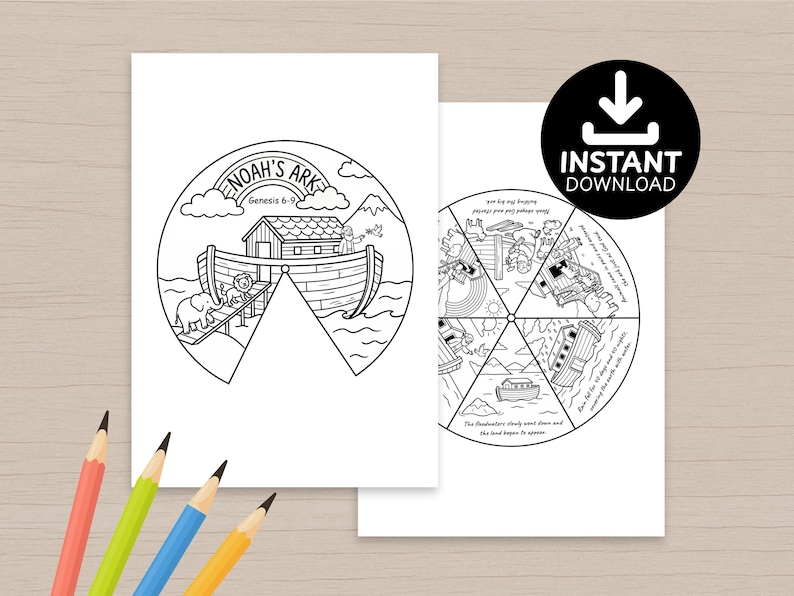 Noah's Ark Spinner Craft | Bible Story Wheel Activity (digital Download ...