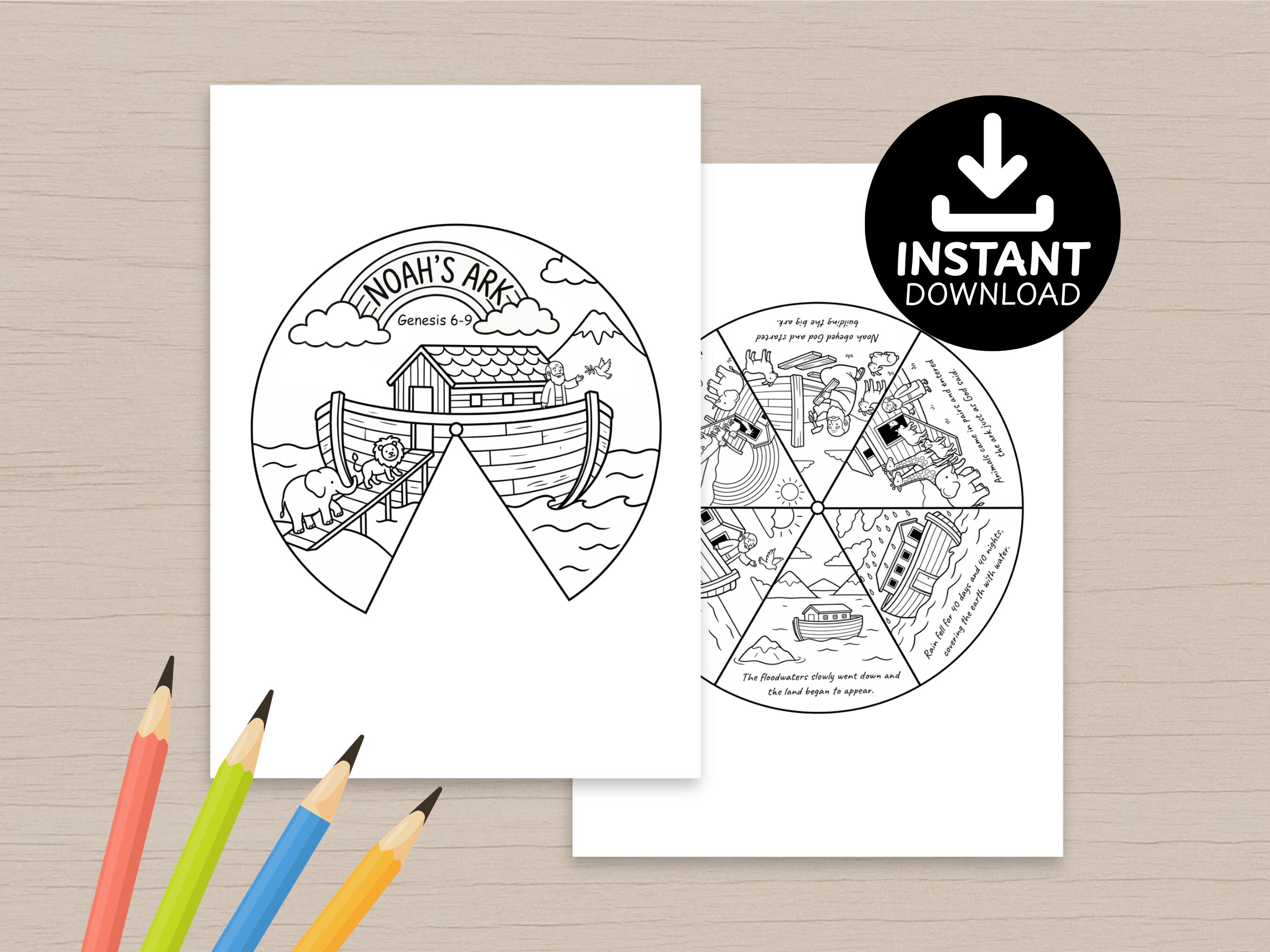 Noah's Ark Spinner Craft | Bible Story Wheel Activity (digital Download ...