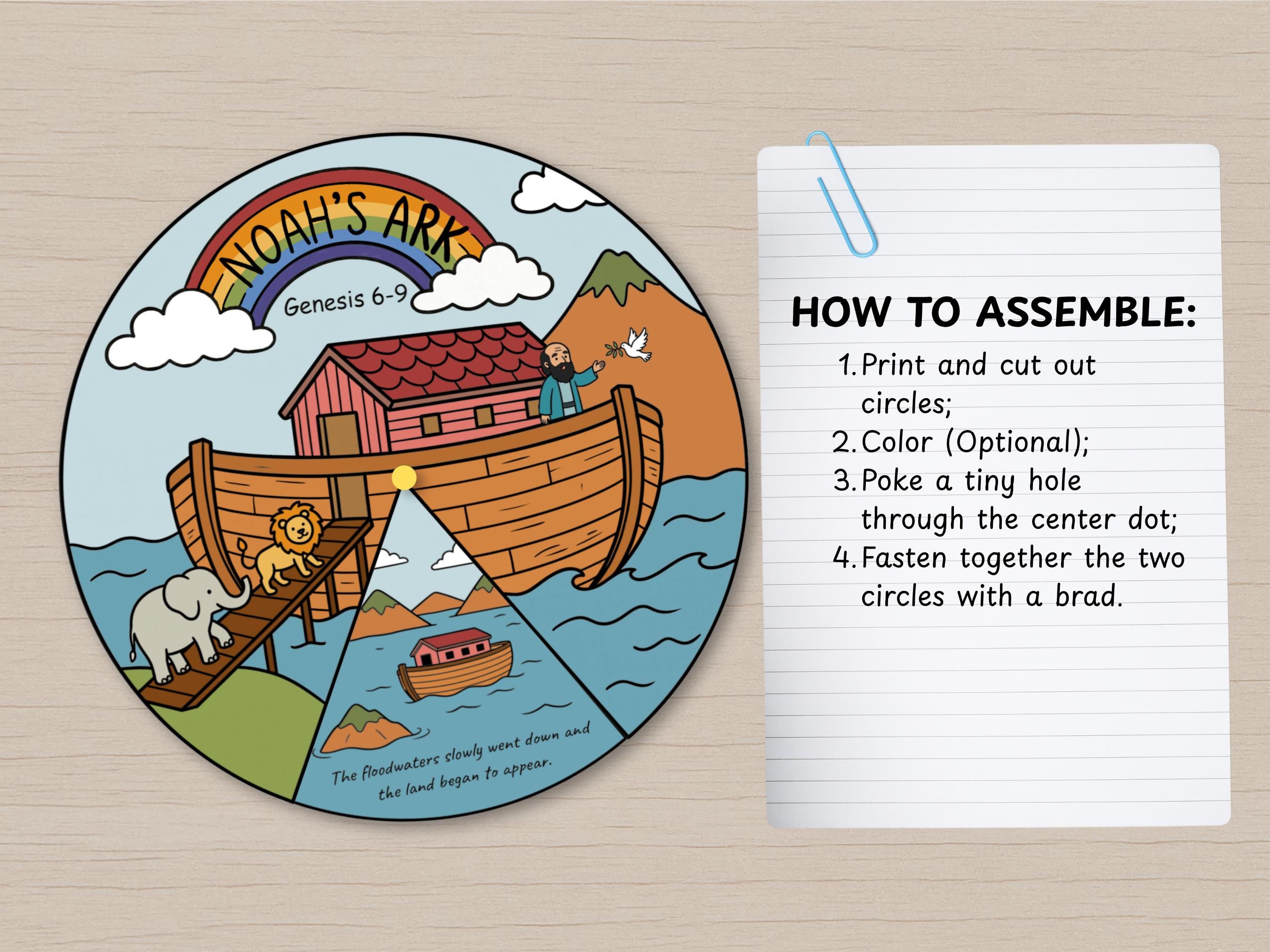 Noah's Ark Spinner Craft | Bible Story Wheel Activity (digital Download ...