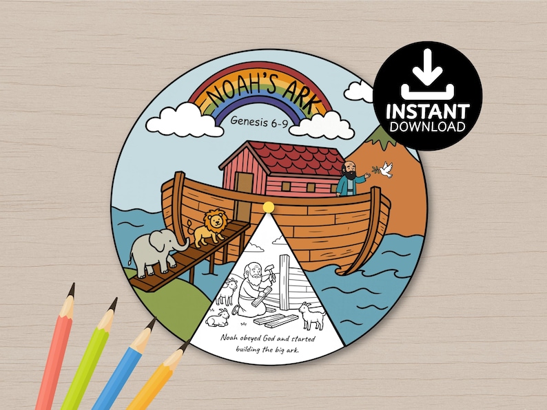Noah's Ark Spinner Craft | Bible Story Wheel Activity (digital Download ...