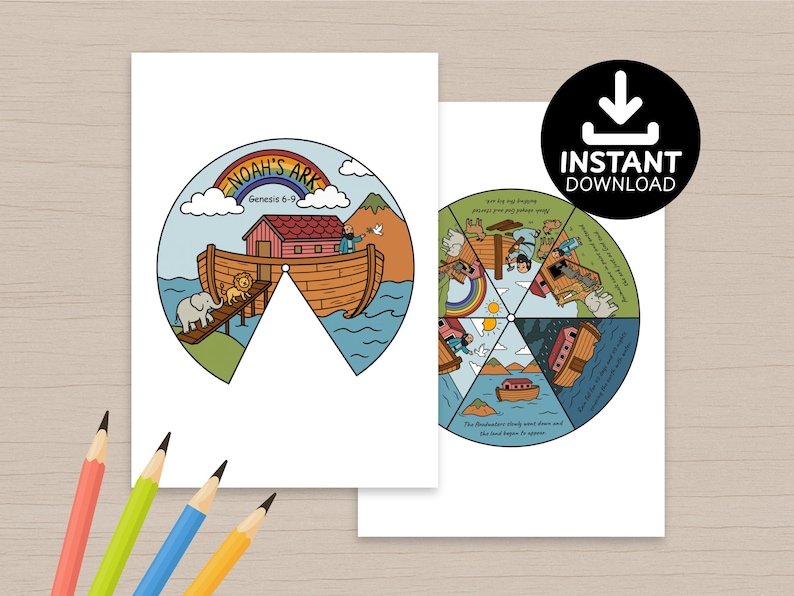 Noah's Ark Spinner Craft | Bible Story Wheel Activity (digital Download ...