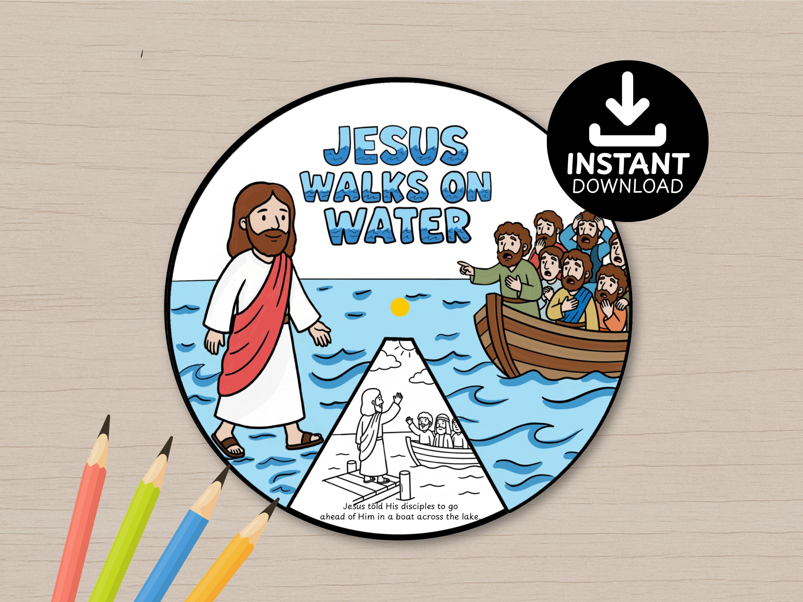 Jesus Walks on Water Spinner Craft | Sunday School Activity | Bible ...