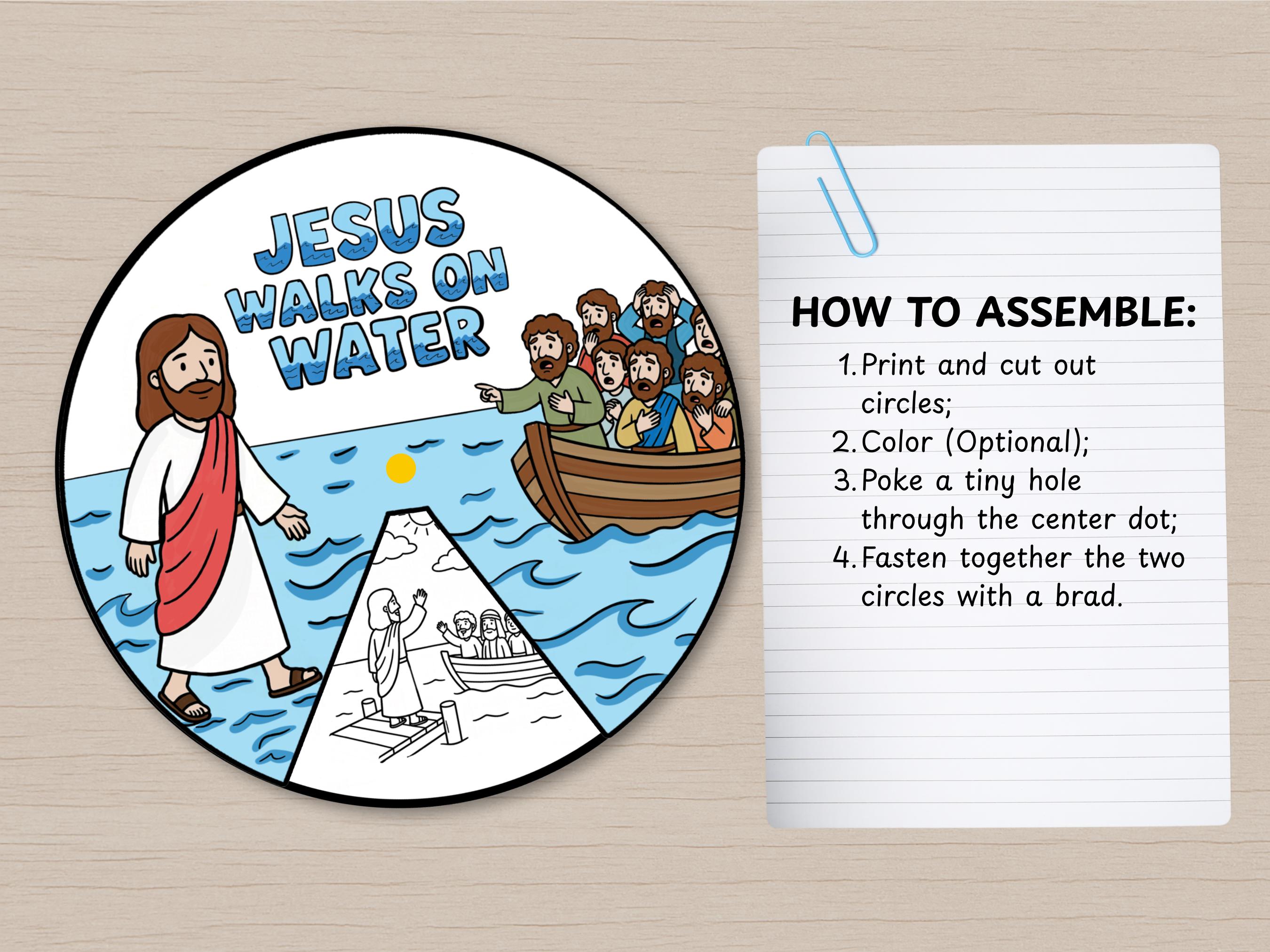 Jesus Walks on Water Spinner Craft | Sunday School Activity | Bible ...