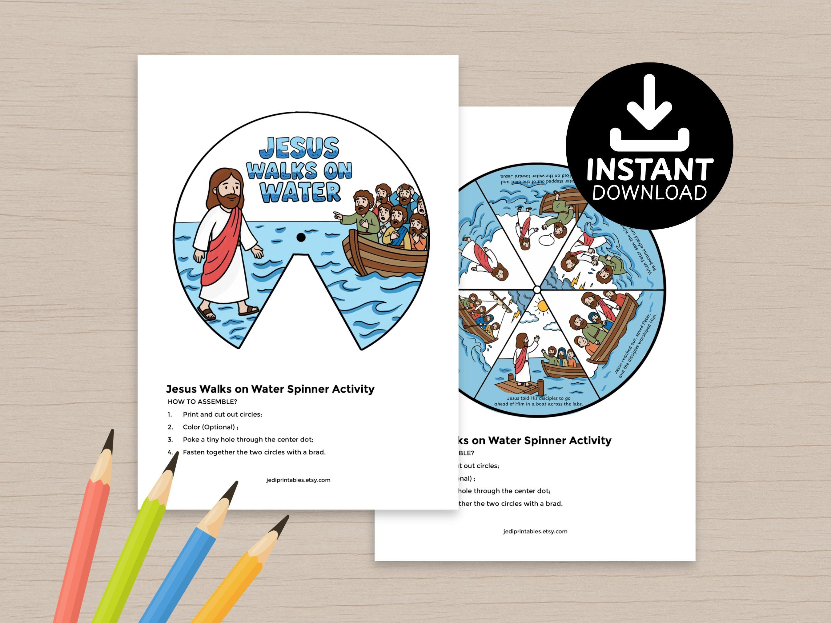 Jesus Walks on Water Spinner Craft | Sunday School Activity | Bible ...