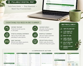Fillable Monthly Budget Planner PDF | Finance Tracker (Digital Download)