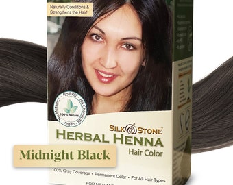 Silk & Stone Herbal Henna Color de Cabello #01 Midnight Black