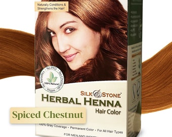 Herbal Henna Hair Color #53: Spiced Chestnut- 100% Natural Plant Based Hair Dye