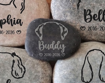 Gravierter Haustier-Gedenkstein, benutzerdefinierte Hundekatzen-Grabmarker, Verlust des Haustiergeschenks, personalisierte Fluss-Felsen, Garten-Erinnerung im Freien