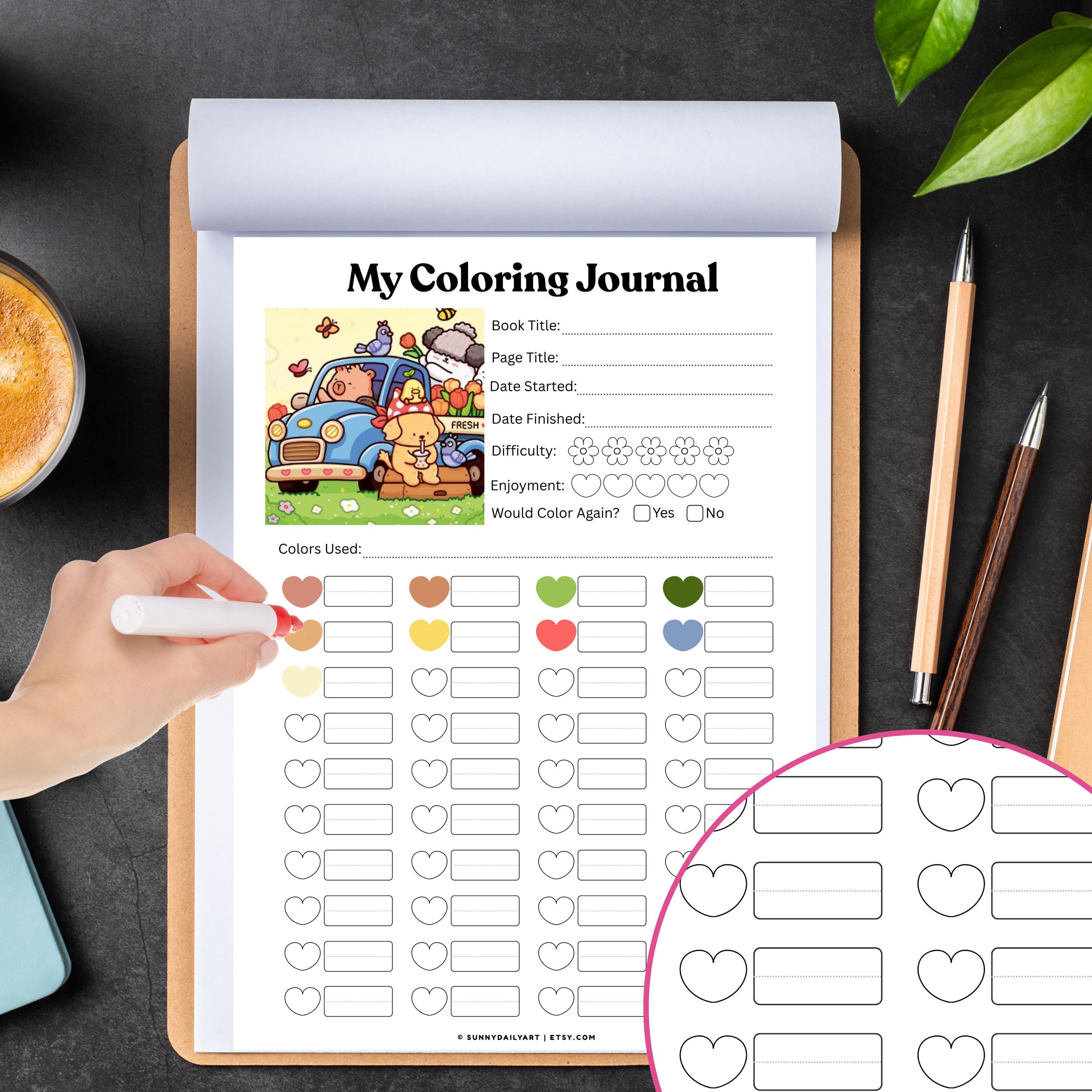 Coloring Page Tracker Printable | Adult Coloring Tracker | Coloring ...