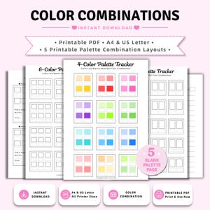 Palette de couleurs imprimable (PDF) | Nuancier de feutres | Guide des combinaisons de couleurs pour Ohuhu et livres de coloriage | Nuancier 2-4-6 | Format A4/US Letter
