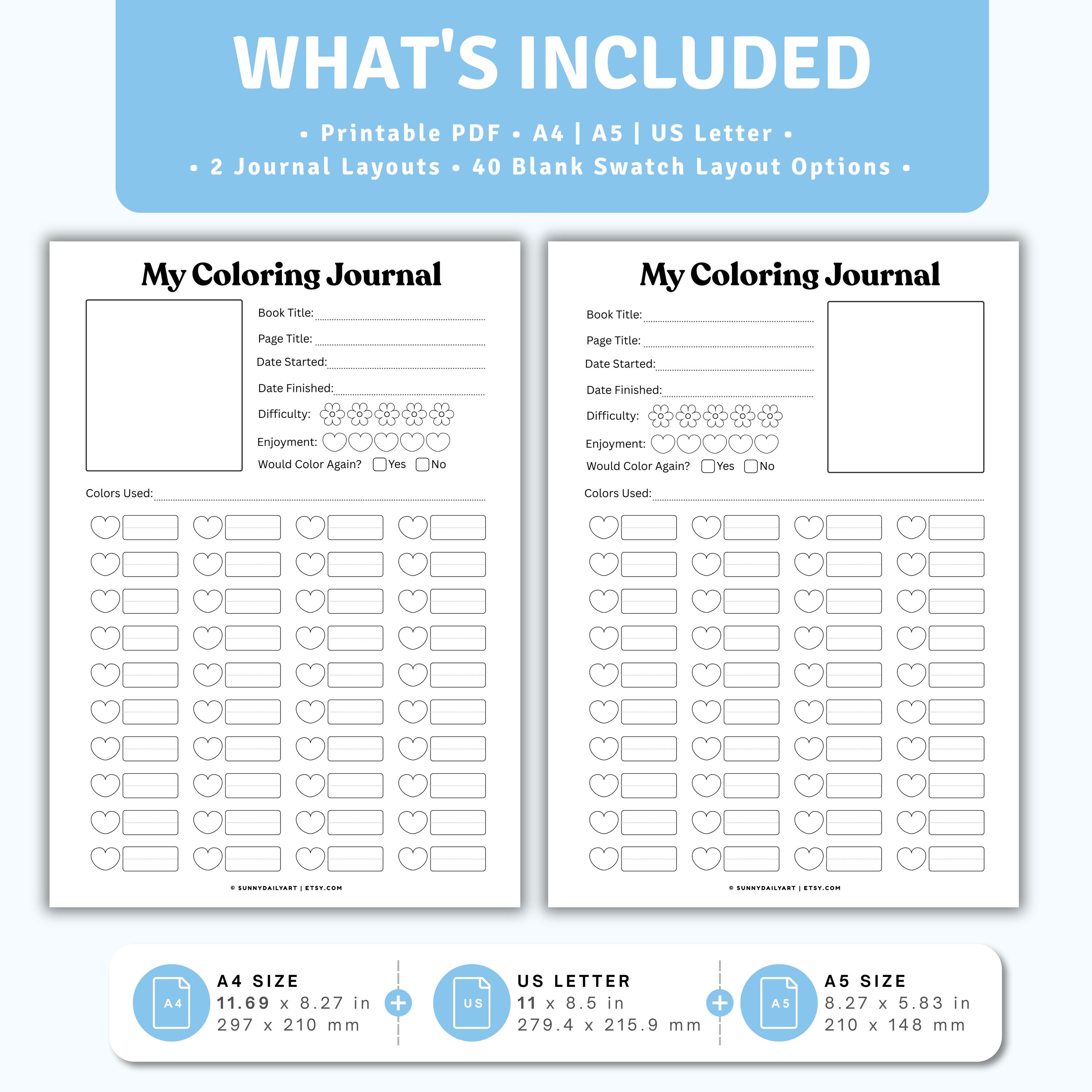 Coloring Page Tracker Printable | Adult Coloring Tracker | Coloring ...