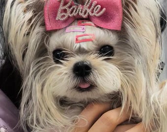 Pet Hair Bow Clip,Bling Crystal Dog Hair Accessories,Cute Shiny Pet Grooming Accessory, Custom Handcrafted Cat Dog Clip, Pet Gift