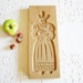 Lovely Vintage Dutch Hand Carved Wooden Spekulatius Cookie Mold Form with "Woman"