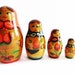 Set of 5 pieces Vintage Matryoschka Nesting Staking Dolls, Hand painted Wooden Russian Figurines, Made in the USSR