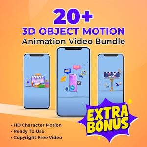 20+ 3D Object Motion Animation Video Bundle - Digital Download