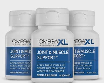 OmegaXL Joint & Muscle Support, Green Lipped Mussel Oil, 60 Soft Gels (3 Pack)