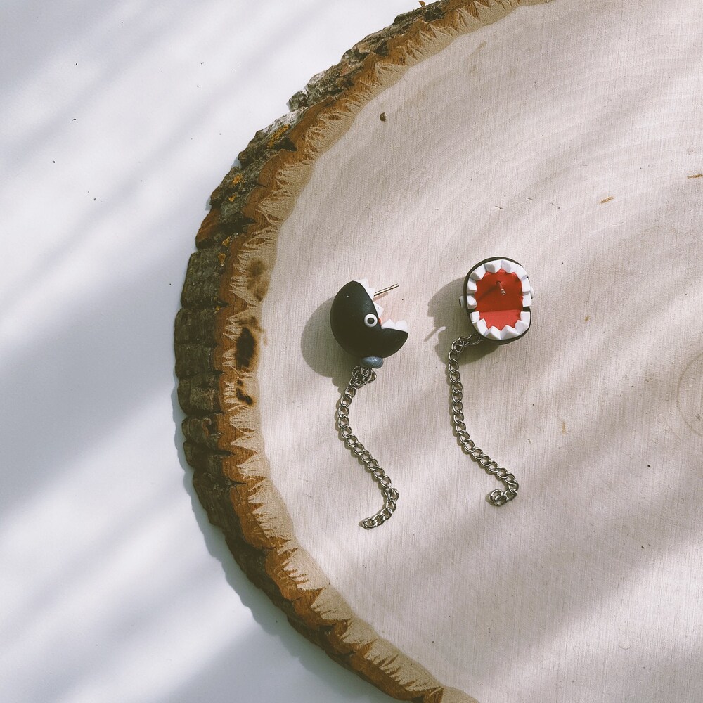 Chain Chomp Earrings Stainless Steel Super Mario image 0