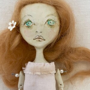 Bespoke, Handmade, Clay Art Doll with Vintage Fabrics. ‘Anne of Green Gables’