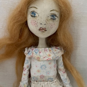 Bespoke, Handmade, Clay Art Doll with Vintage Fabrics. ‘Alice in Wonderland’