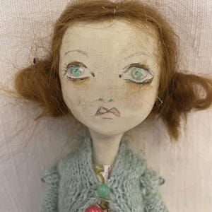 Bespoke, Handmade, Clay Art Doll with Vintage Fabrics. ‘Lola’