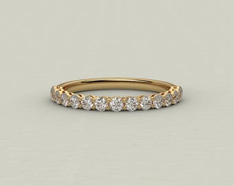 Round Cut Lab-Grown Diamond Half Eternity Band | Stackable Gold, Platinum, Silver Ring