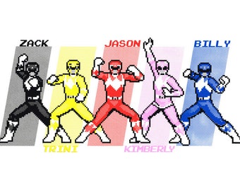 Power Rangers 8-bit Pixel Pop Art Print - Etsy