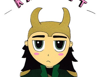 Chibi Loki Avengers handpulled silkscreen print