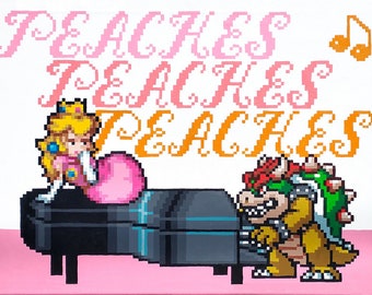Peaches Bowser Mario Pixel Pop Art Print