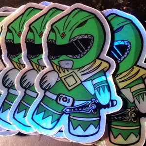 MMPR Green Ranger Holographic STICKER Power Rangers