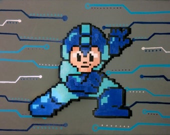 Megaman Pixel Pop Art Print