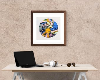 Surreal Abstract Sun Acrylic Art Print| Psychedelic Wall Decor | Celestial Eye Artwork