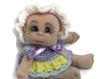 Soft Cloth Baby Doll  8" Tiny Baby Made in the USA, READY to SHIP