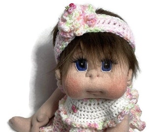 Soft Sculpture Doll, USA made, Soft Cloth Baby Doll, Soft Sculpture Doll, 18” READY to SHIP