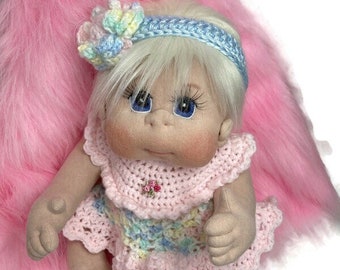Soft Sculpture Doll, USA made, Soft Cloth Baby Doll, Soft Cloth Baby Doll, Soft Sculpture Doll, 18” READY to SHIP