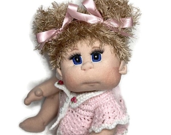 Soft Sculpture Doll, USA made, Soft Cloth Baby Doll, 18” READY to SHIP