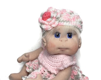 Soft Sculpture Doll, USA made, Soft Cloth Baby Doll, Soft Sculpture Doll, 18” READY to SHIP