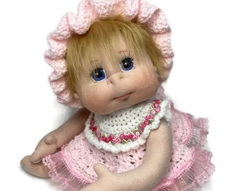Soft Sculpture Doll, USA made, Soft Cloth Baby Doll, Soft Sculpture Doll, 18” READY to SHIP