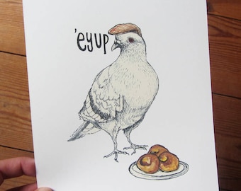 Eyup - Yorkshire Pigeon Illustration - A5 Print