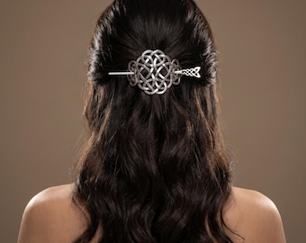 Celtic Knot Hair Pin Viking Hair Slide Norse Jewelry Bun Holder for Long Hair Renaissance Faire Accessory Gift for Her