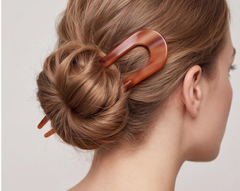 U Shaped Hair Fork Acetate Hair Pin for Thick Hair Minimalist Bun Holder Classic Updo Accessory Gift for Her Mom