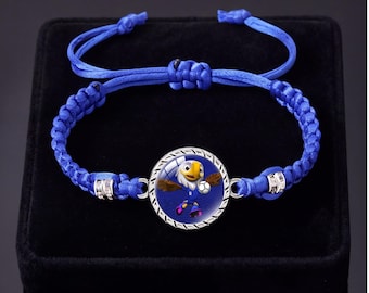 Soccer Fan Bracelet Braided Cord Sports Jewelry Glass Dome Football Charm Adjustable String Wristband Gift For Teen Boy Team Spirit