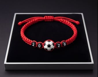 2026 Soccer Bracelet Adjustable Braided Cord Sports Fan Jewelry Football Lover Gift Unisex Team Spirit Memorial Wristband Hand Woven