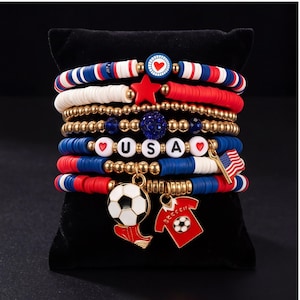 Armband för landslagsfotboll Fotbollssupporter Stapelbara Heishi-pärlor Smycken Sportfantillbehör Examenspresent Tonåring